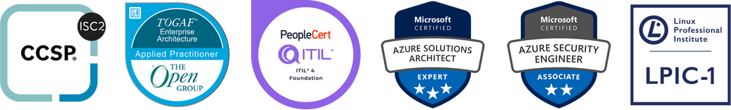 Zertifizierungen in IT-Sicherheit, Cloud-Architektur und IT-Service-Management: CCSP, TOGAF, ITIL, Microsoft Azure und LPIC-1